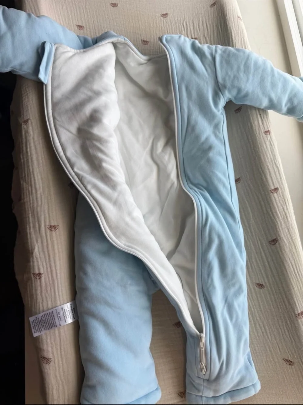 Light Blue Plush Baby One-Piece Sleepsuit
